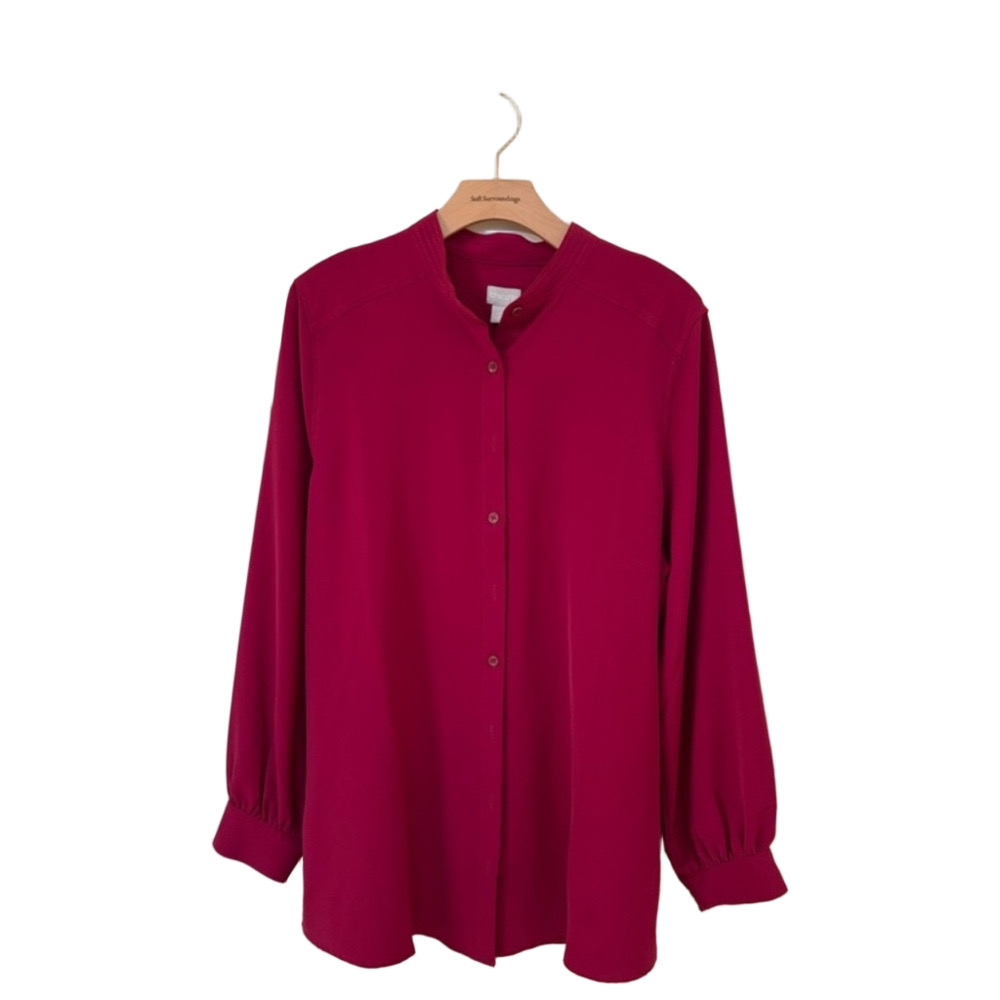 🛼Chico's button down long sleeve Magenta size 3 GUC..